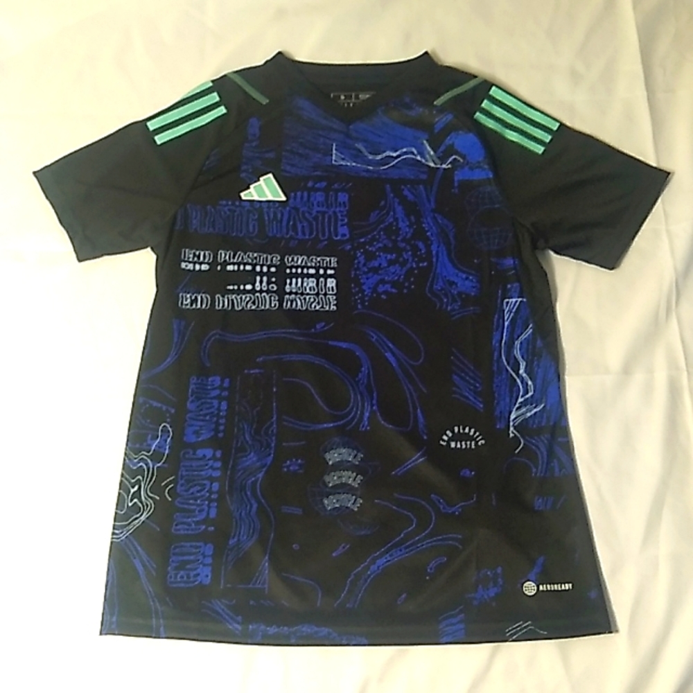 ACTIVEWEAR T-SHIRT by ADIDAS BLACK BLUE SMALL